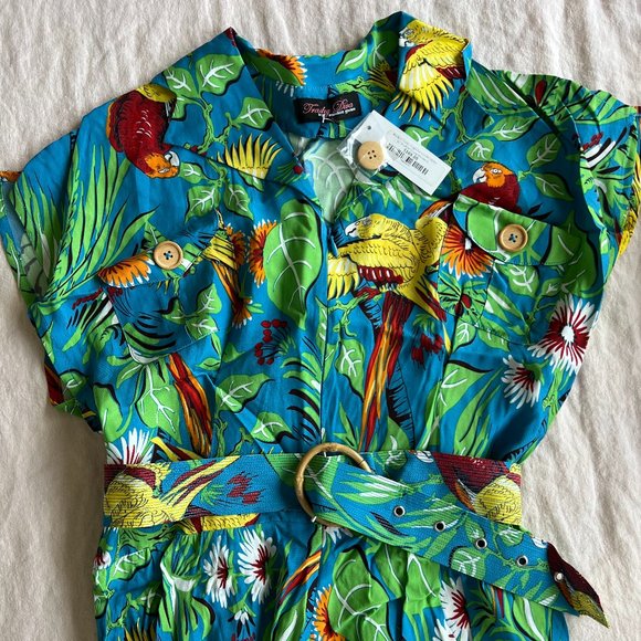 30s Sport Dress Jungle Parrots Pattern | Trashy Diva - Picture 5 of 5